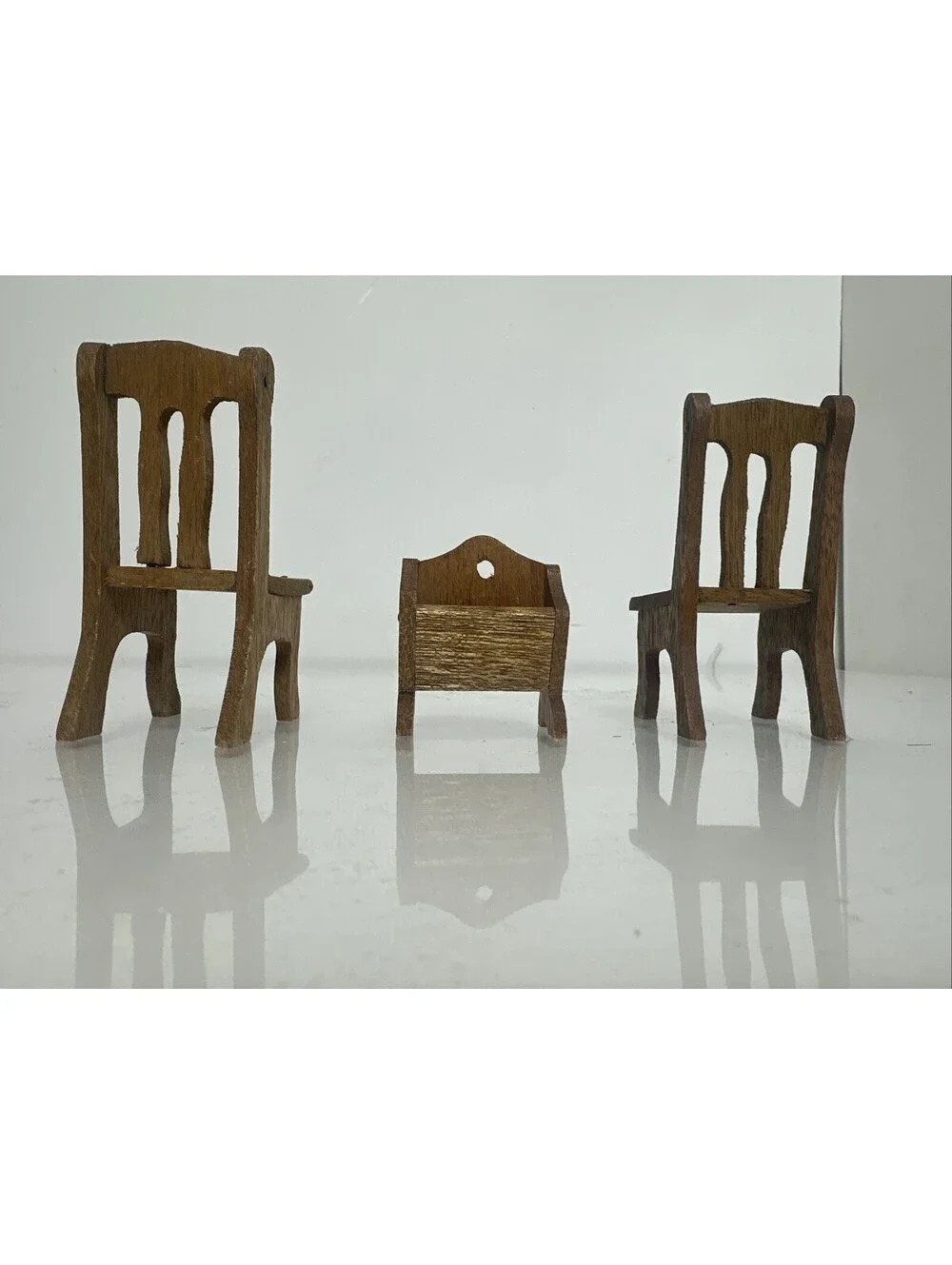 Vintage Shackman Japan Wood Dollhouse Furniture Chairs Cradle Miniature 1:6 MCM